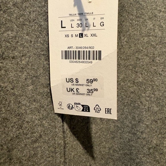 Zara Gray Wool Blend Jacket - Picture 3 of 3